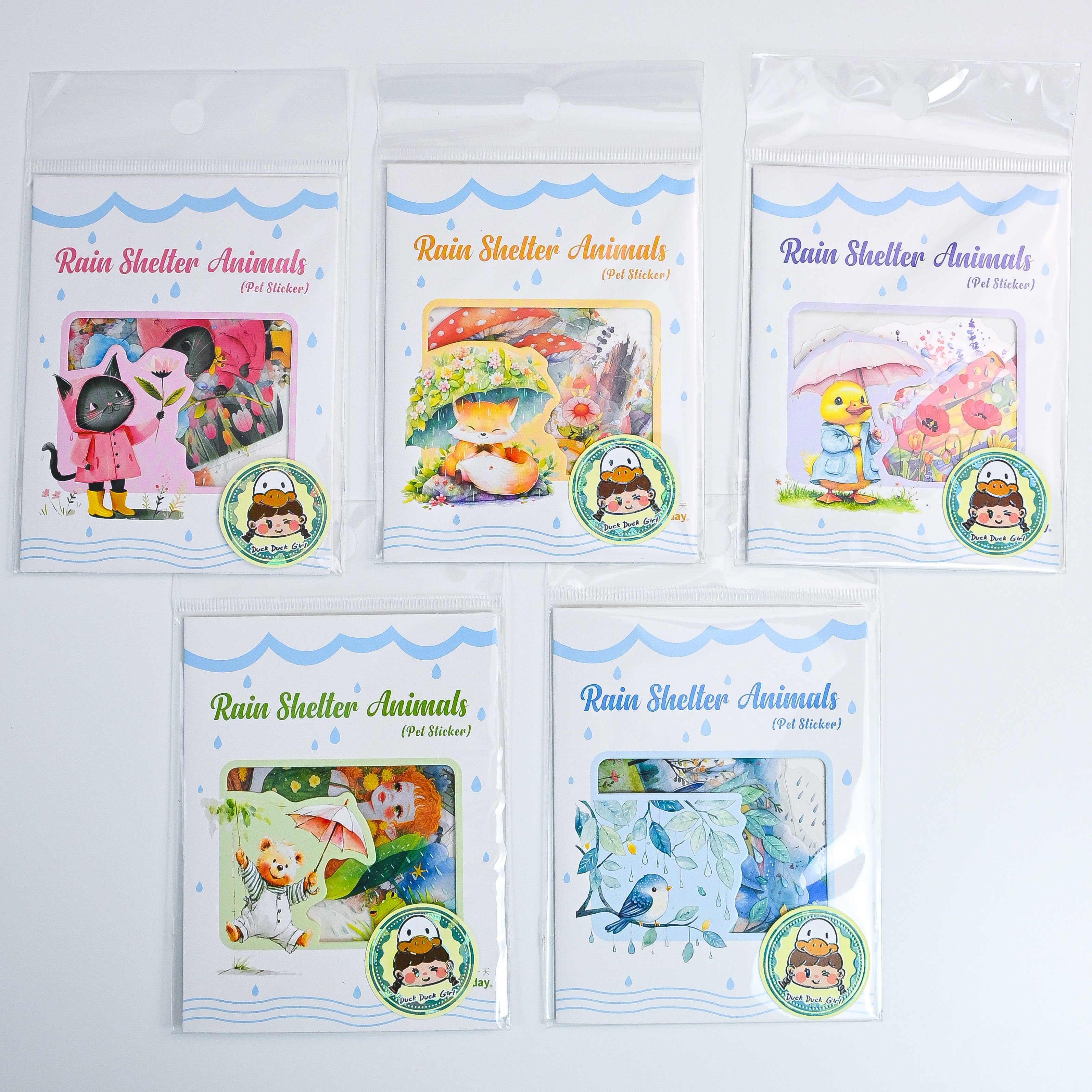 Rain Shelter Animals Sticker Pack - 15 Cute Aesthetic Stickers for Kid ...