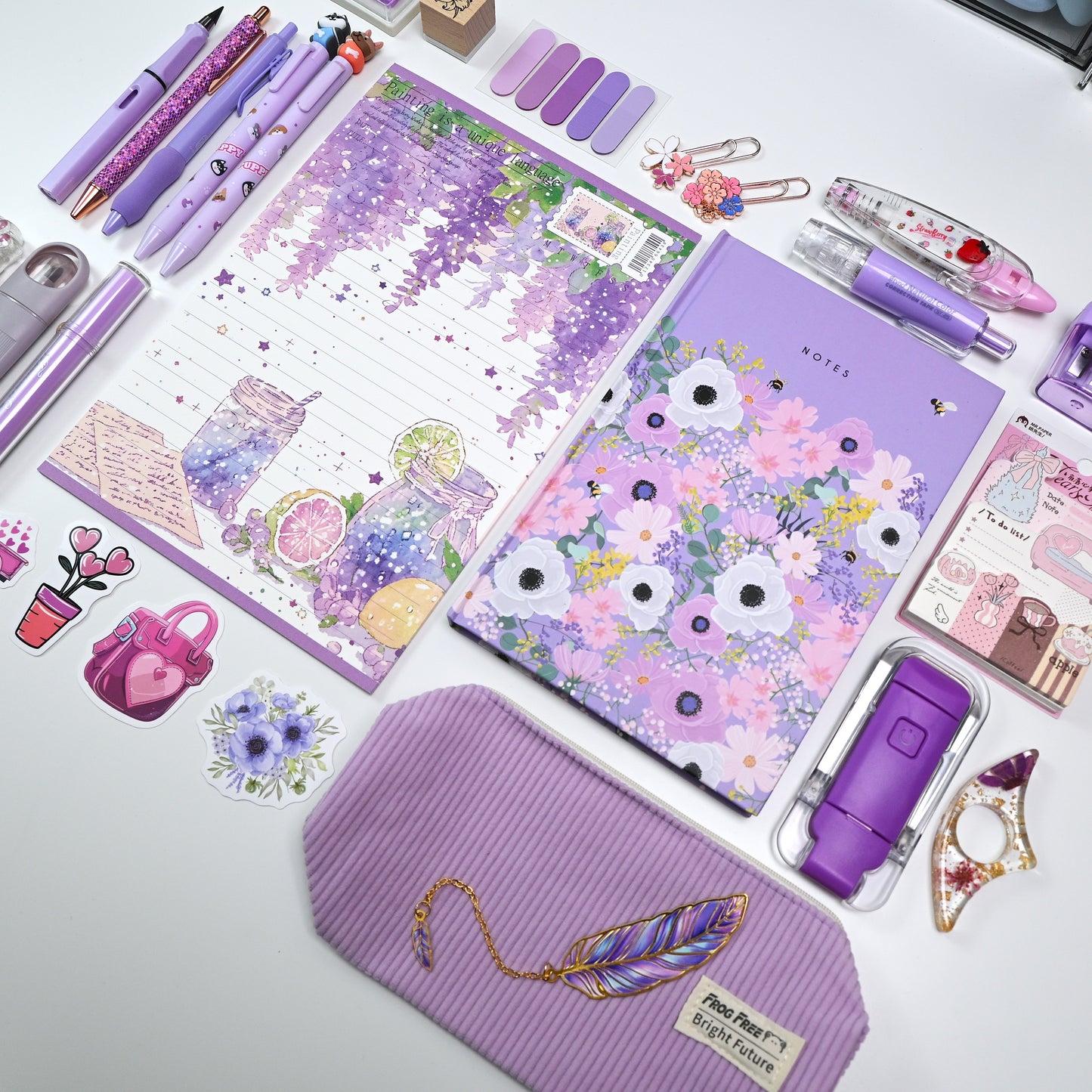 Cute Lavender Girls Stationery and Journaling Gift Bundle