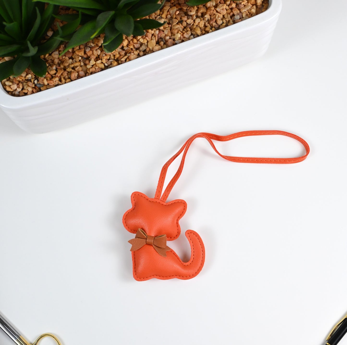 Playful Cat Faux Leather Bag Charm –  6 Colors