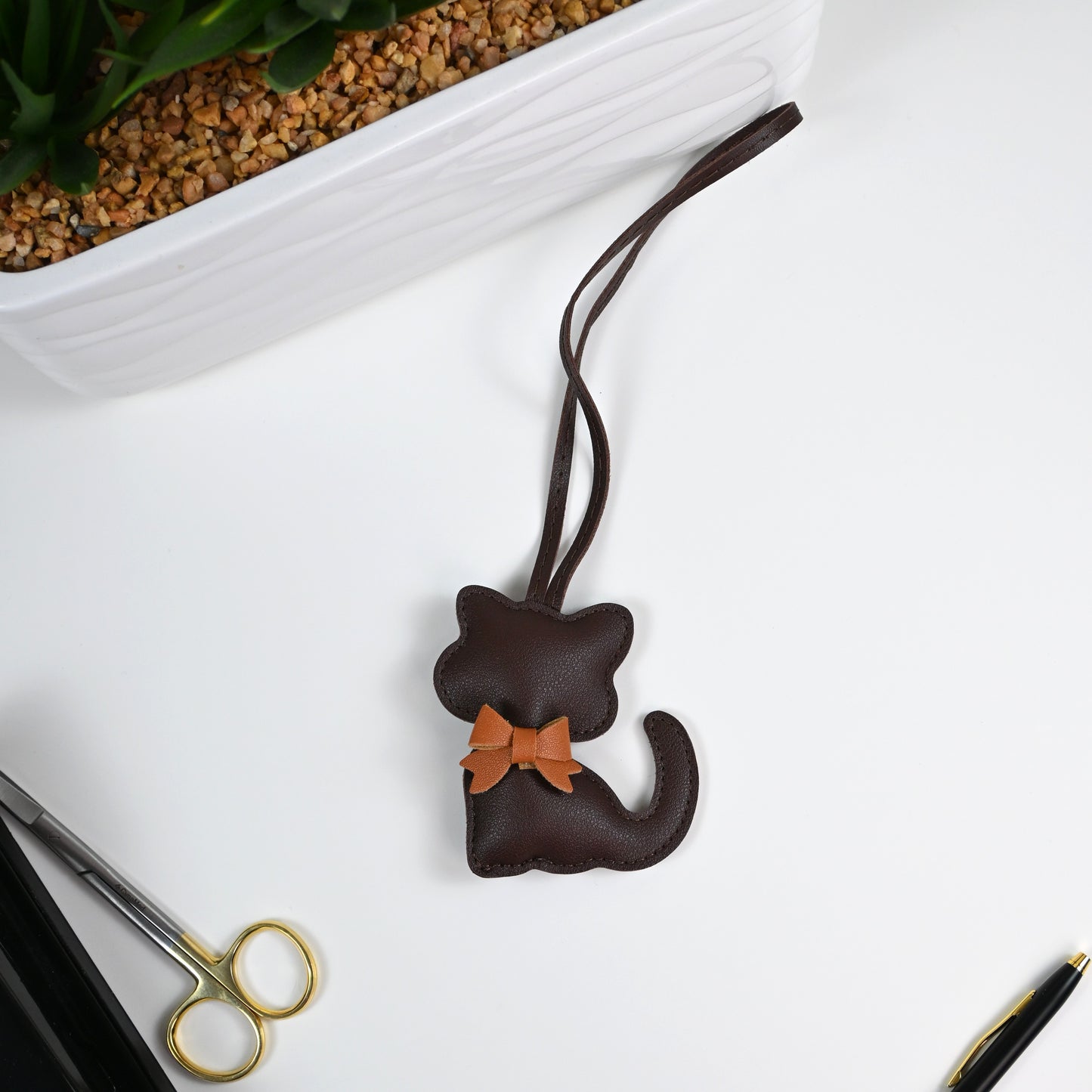 Playful Cat Faux Leather Bag Charm –  6 Colors