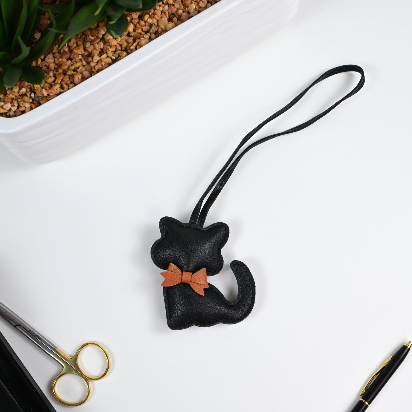 Playful Cat Faux Leather Bag Charm –  6 Colors