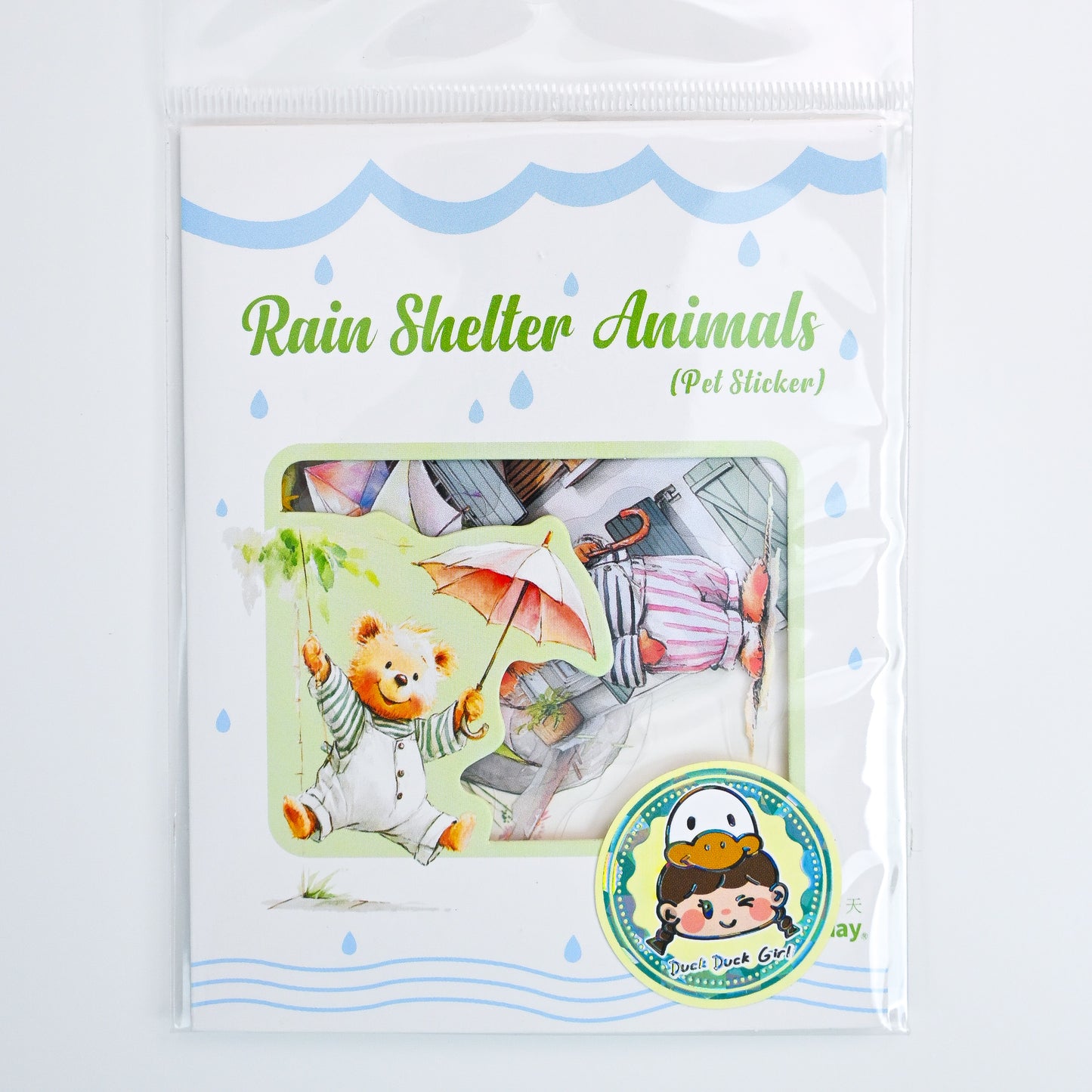 Rain Shelter Animals Sticker Pack - 15 Cute Aesthetic Stickers for Kids & Creativity