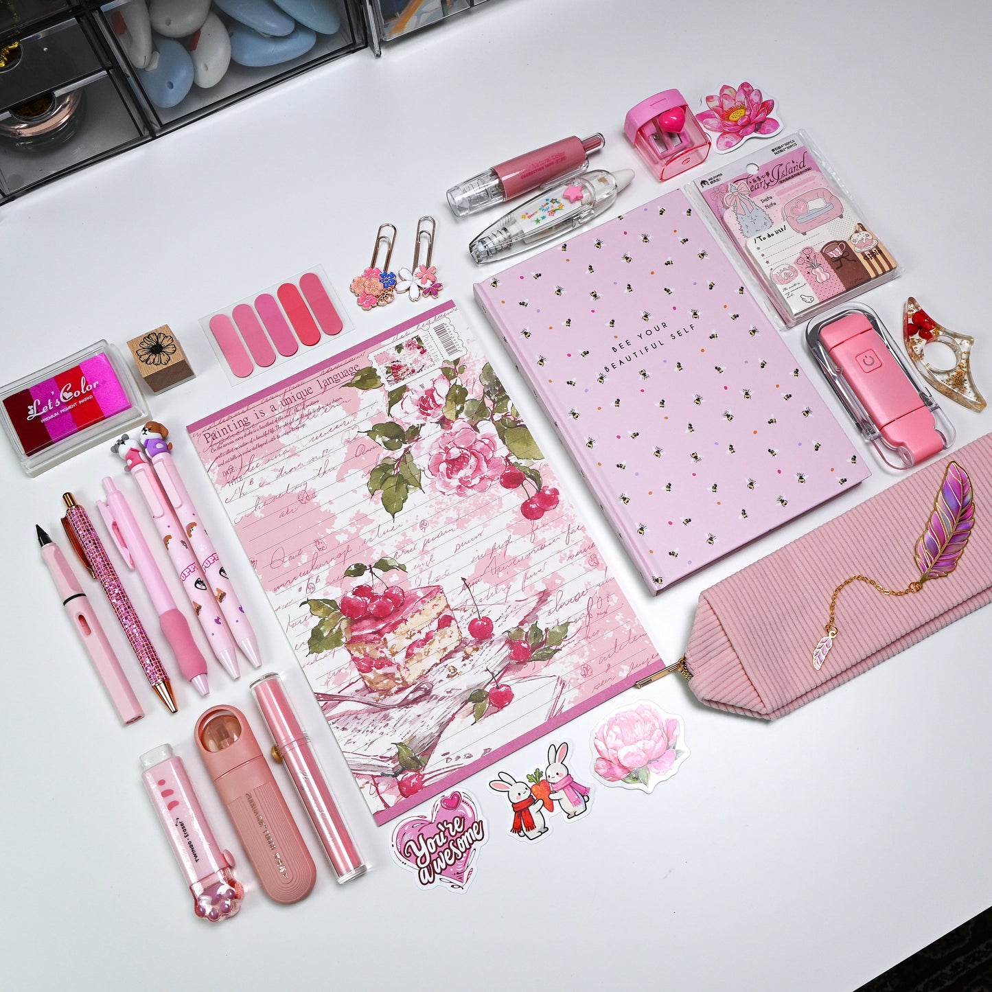 Cute Pink Girls Stationery and Journaling Gift Bundle
