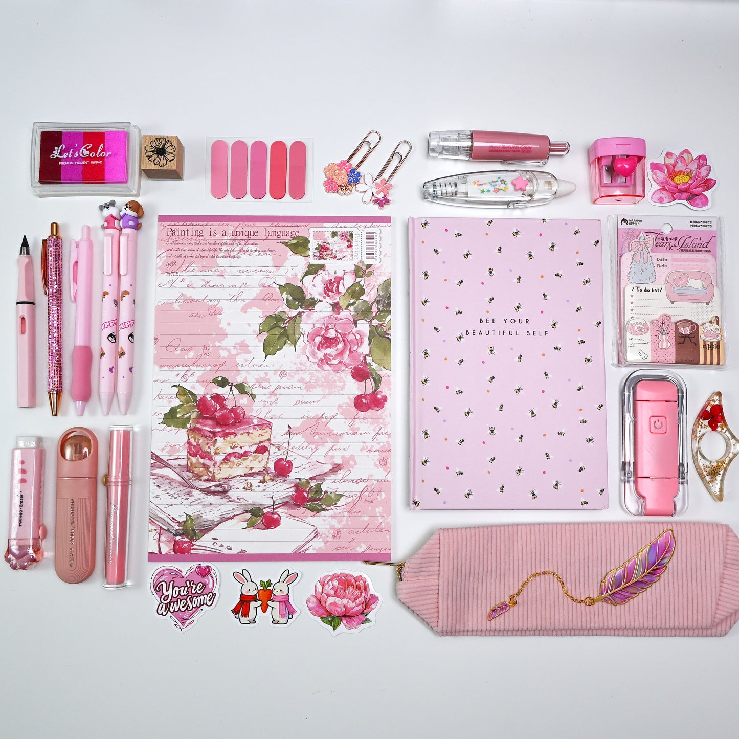Cute Pink Girls Stationery and Journaling Gift Bundle