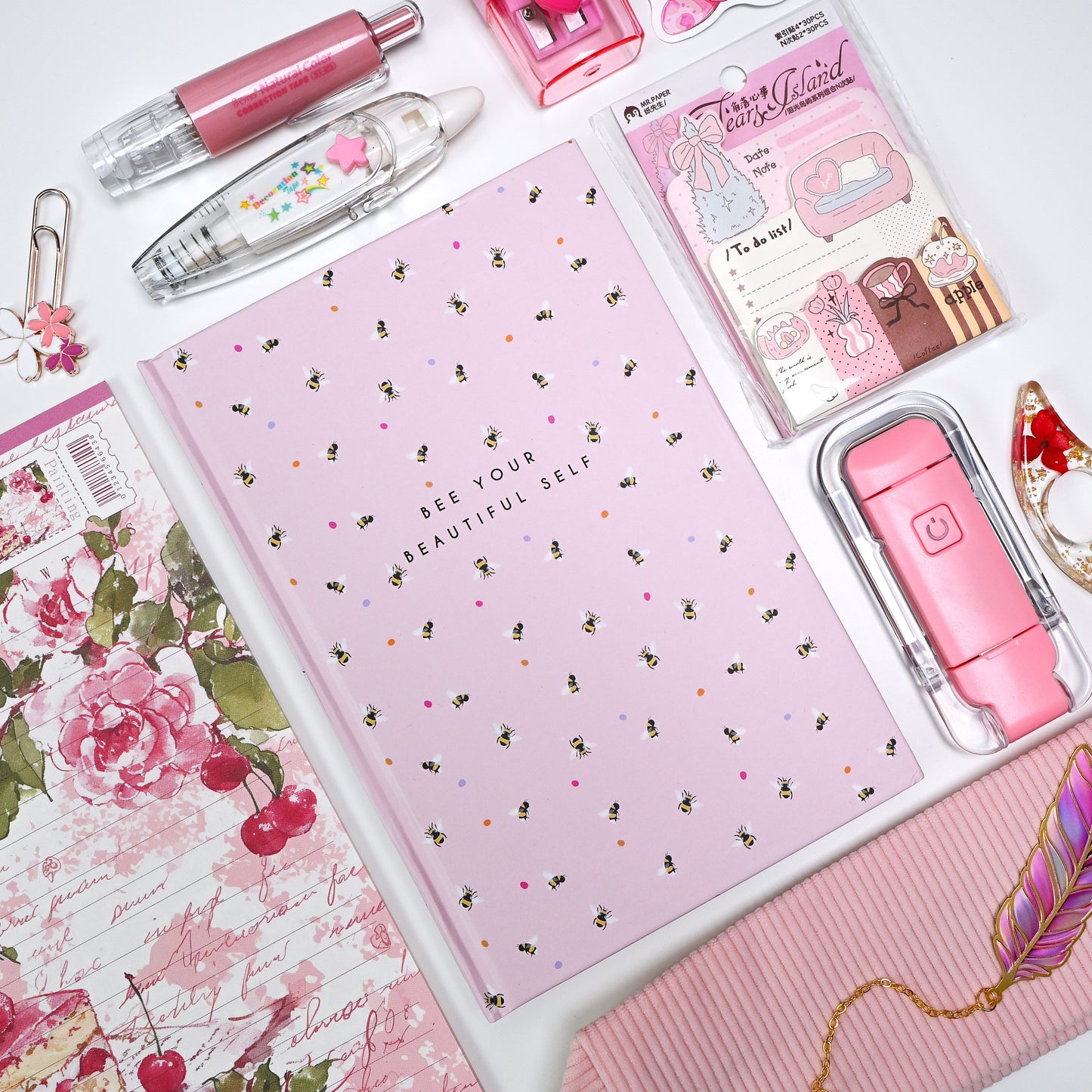 Cute Pink Girls Stationery and Journaling Gift Bundle