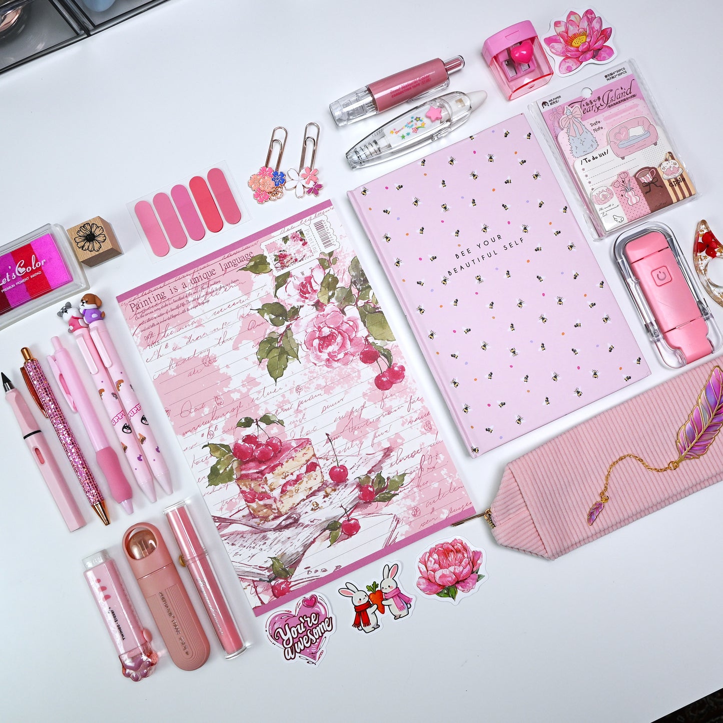 Cute Pink Girls Stationery and Journaling Gift Bundle