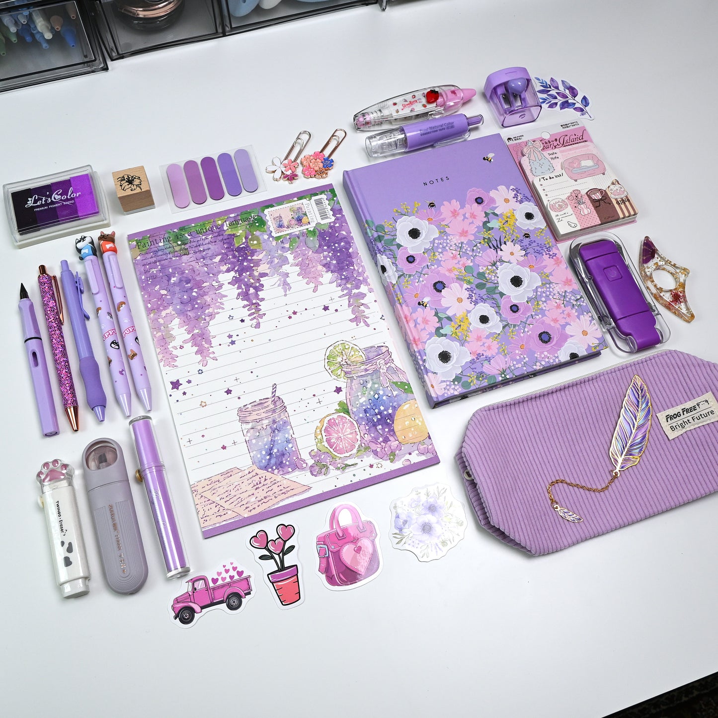 Cute Lavender Girls Stationery and Journaling Gift Bundle