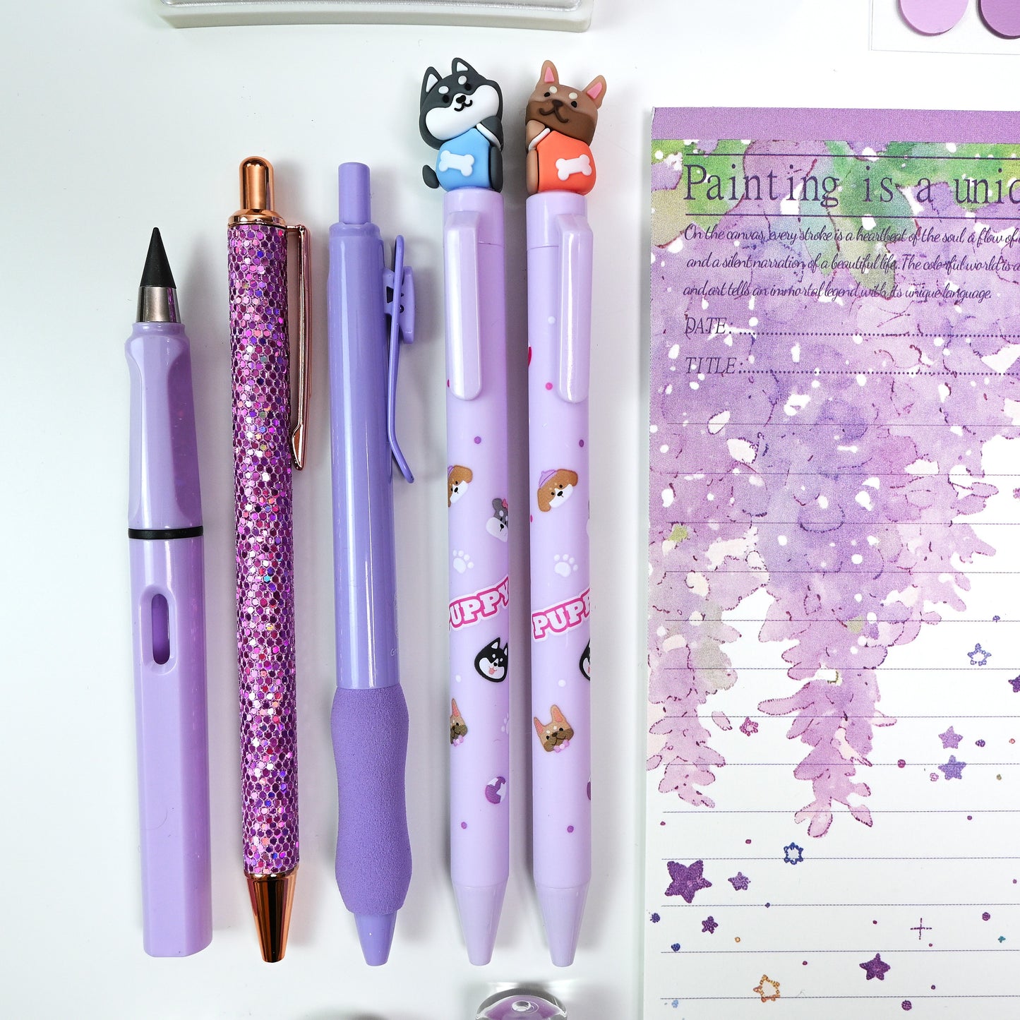 Cute Lavender Girls Stationery and Journaling Gift Bundle
