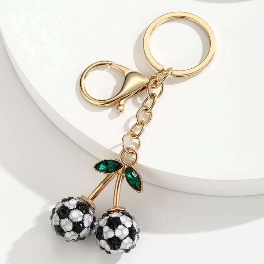 Rhinestone Sports Cherry Keychain