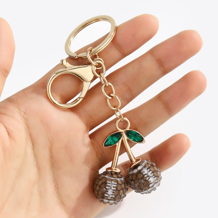 Rhinestone Sports Cherry Keychain