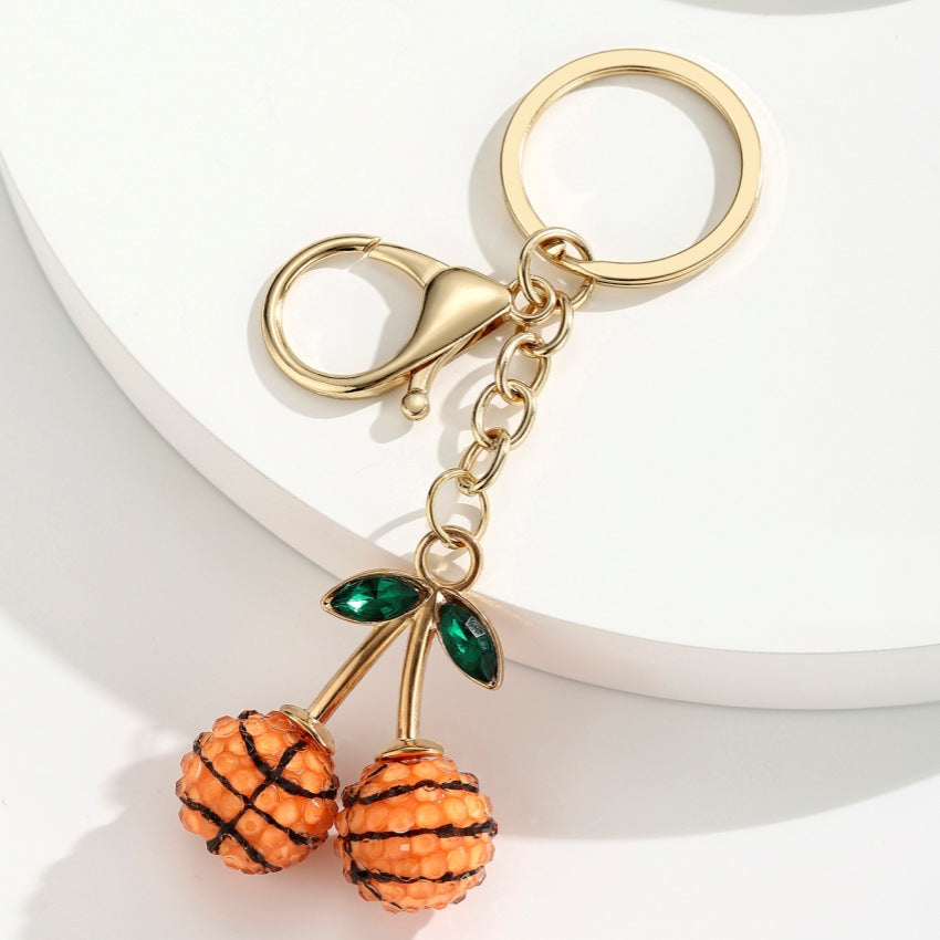 Rhinestone Sports Cherry Keychain