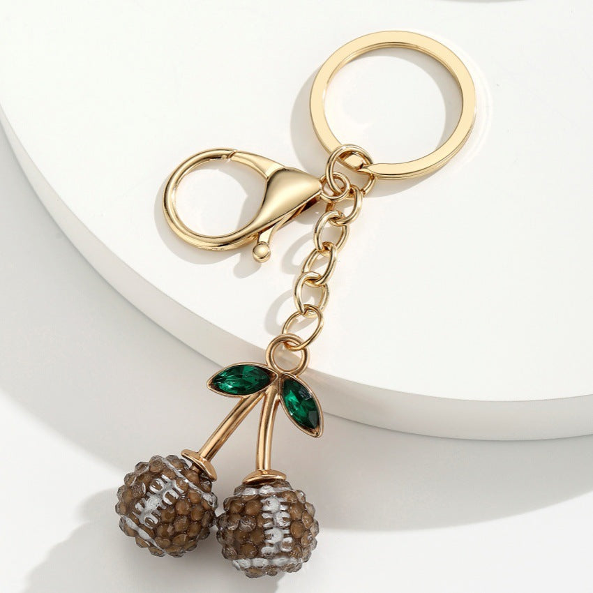 Rhinestone Sports Cherry Keychain