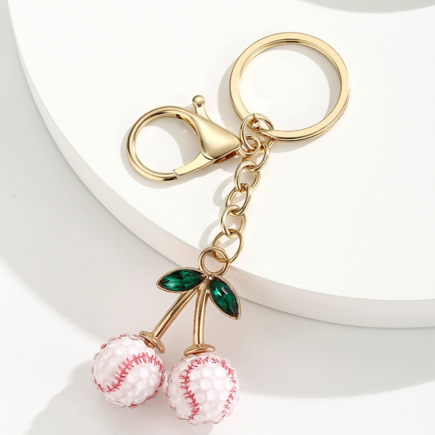 Rhinestone Sports Cherry Keychain