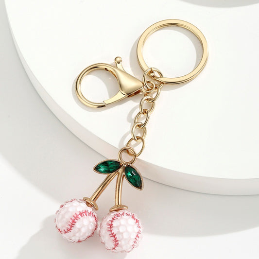 Rhinestone Sports Cherry Keychain